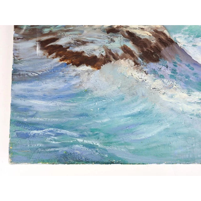 Mid 20th Century Vintage Mid 20th Century Rocky Seascape Painting For Sale - Image 5 of 8