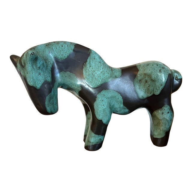 Large 1940's Mid-Century Modern Art Pottery Horse by Marianna Von Allesch (German 1886-1972) for Carola Ceramics For Sale