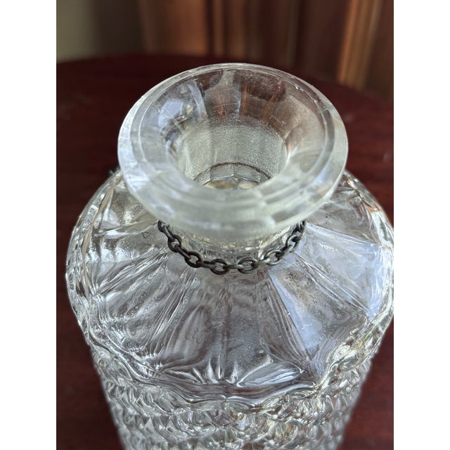 Mid 20th Century Mid Century Modern Diamond Cut Crystal Decanter With Silver Tag Stopper For Sale - Image 9 of 11