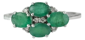 1.9ct Emerald and Diamond Cluster Ring for Women in 925 Silver, Size 7