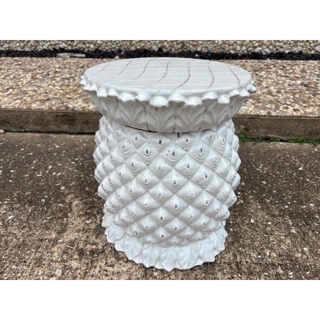 1970s 1970s Italian Glazed Terracotta Pineapple Garden Seat or Table For Sale - Image 5 of 12
