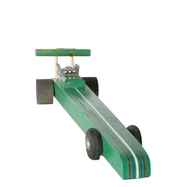 Wood Vintage Stylized Pinewood Derby Drag Race Model Car Made in Maine State Prison For Sale - Image 7 of 14
