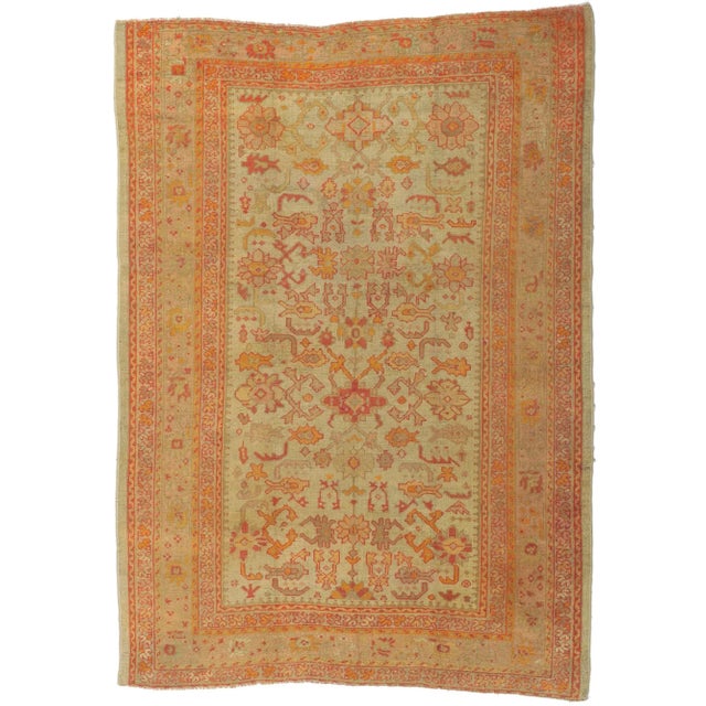 1880's Antique Turkish Oushak Rug - 07'03 X 10'00 For Sale - Image 9 of 9