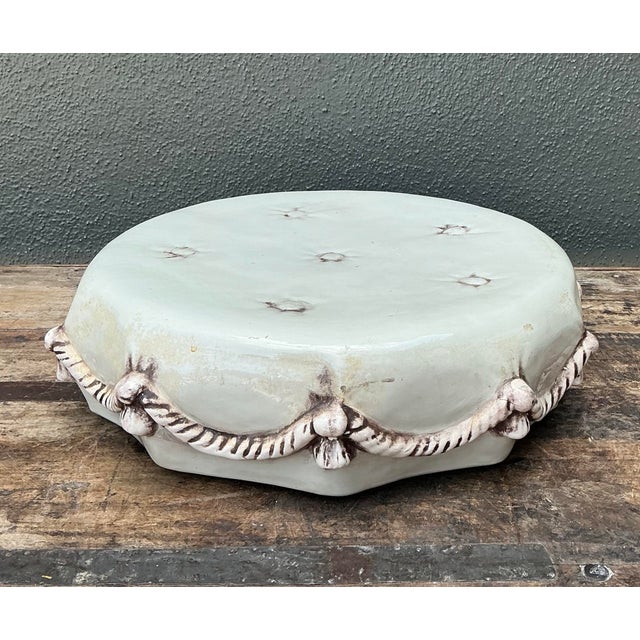 Vintage Glazed Ceramic Swag Pedestal For Sale - Image 11 of 12