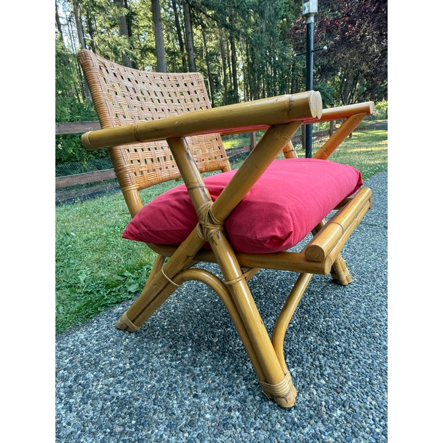 Vintage Mid-Century Modern Rattan Lounge Chair Manufactured by the Company Rattan Art in the Philippines. For Sale In Seattle - Image 6 of 9