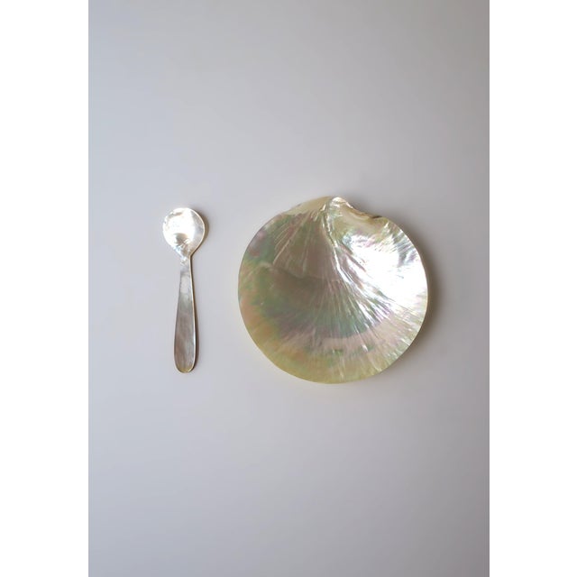 Caviar Mother of Pearl Dish and Spoon For Sale - Image 4 of 5