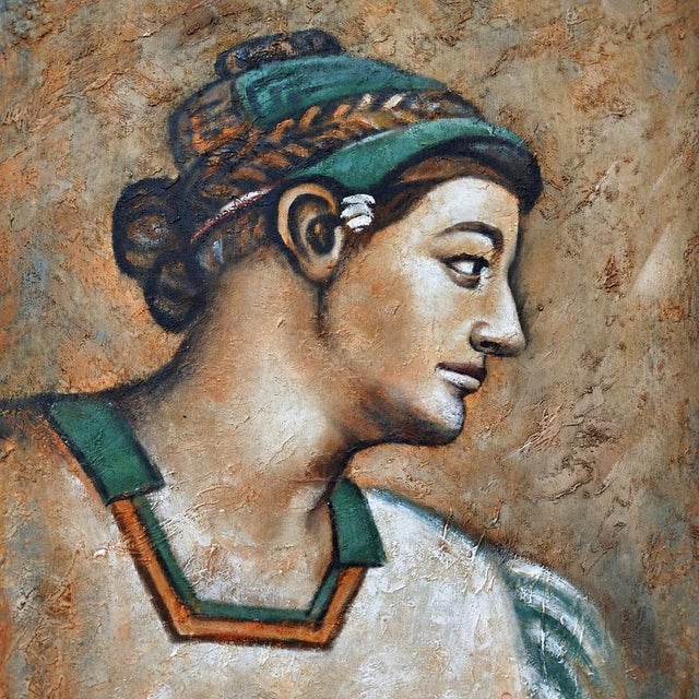 S. Pereira, Bust of Egyptian Inspiration, Oil on Canvas, Framed For Sale - Image 3 of 9