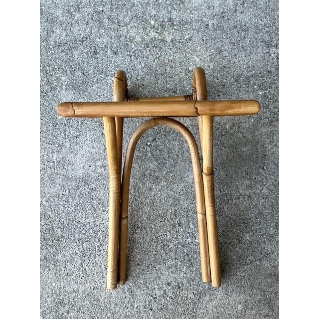Mid-Century Modern Vintage Bielecky Brothers Rattan Hook on Side Table For Sale - Image 3 of 12