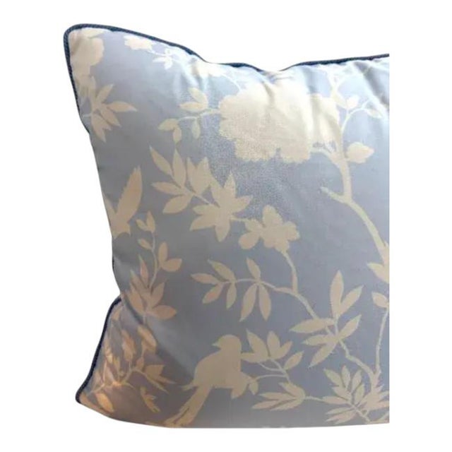 Timeless and serene, this pair of throw pillows features a soft Chinoiserie-inspired botanical and bird motif in white...