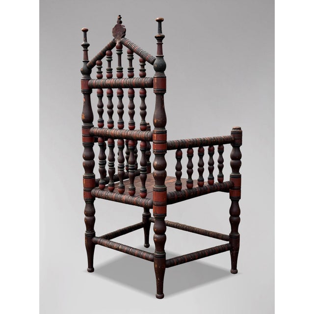 Antique Swedish Bobbin Country Throne Armchair, 1800 For Sale - Image 11 of 15