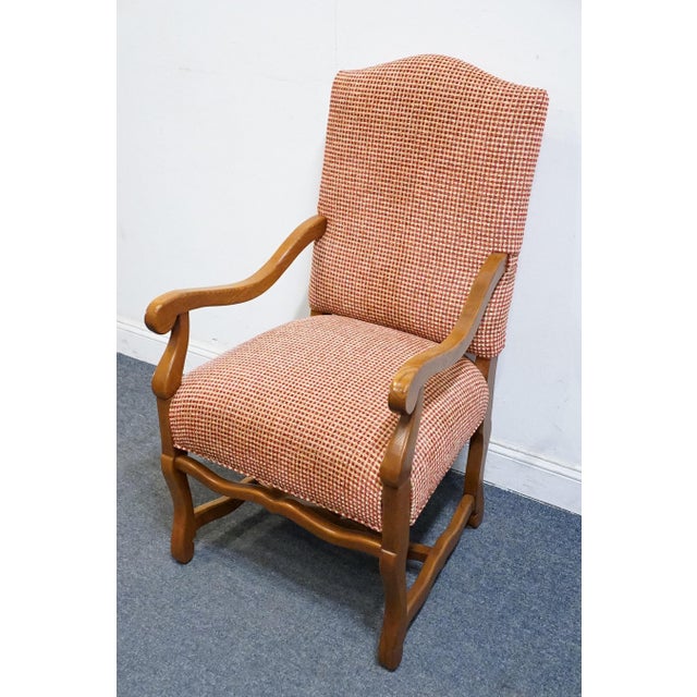PEARSON FURNITURE Solid Ash Country French Accent Lounge Arm Chair w. Brick Red Basketweave Upholstery 01422-00 43.5" High...