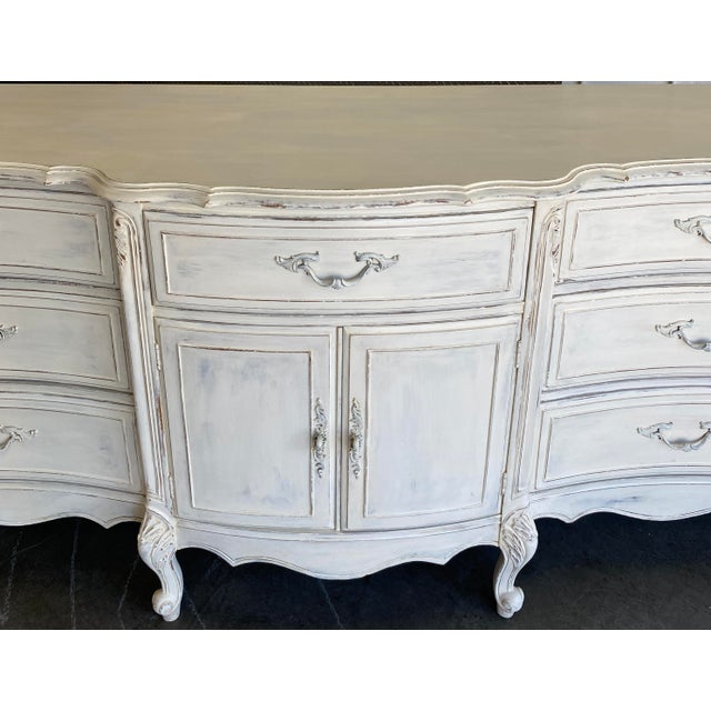 Wood French Louis XV Style Provincial Sideboard, French Painted Buffet or Enfilade For Sale - Image 7 of 11