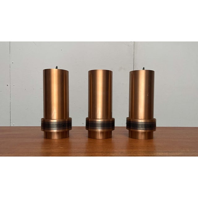 Mid-Century Modern Space Age German Copper Pendant Lamps from Doria, 1960s, Set of 3 For Sale - Image 4 of 18