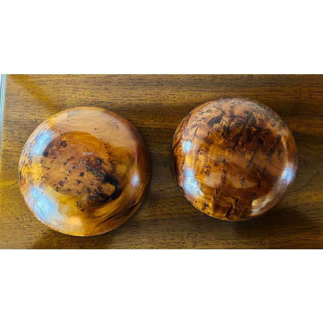Traditional 1970’s Artisian Made Burl Wood Covered Bowl For Sale - Image 3 of 5
