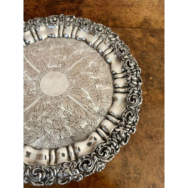 Antique Edwardian Silver Plated Tray, 1900 For Sale - Image 3 of 6