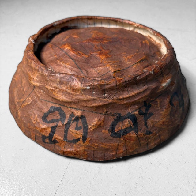 1950s Japanese Bamboo Basket with Washi and Calligraphy, 1950s For Sale - Image 5 of 14