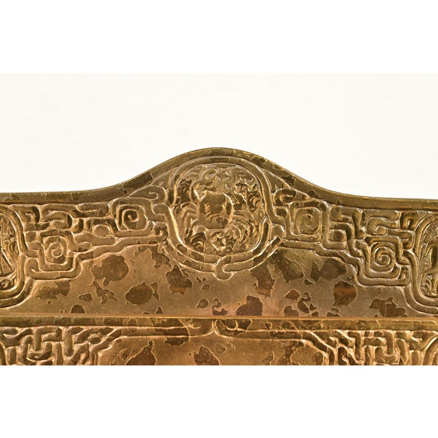 Metal Tiffany Studios New York Zodiac Pattern Bronze Doré Letter Rack For Sale - Image 7 of 17