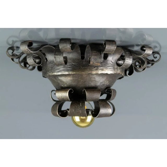 Vintage Austrian Wrought Iron Ceiling Lamp by Josef Schmirler For Sale - Image 9 of 18