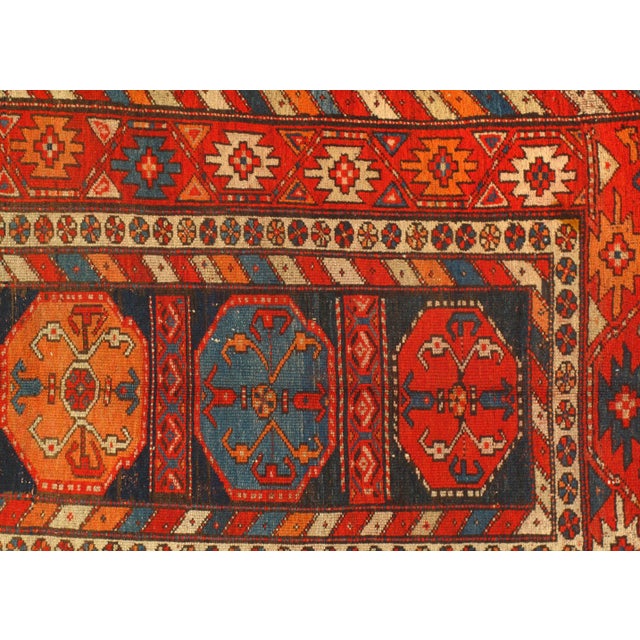 Late 19th Century Antique Russian Kazak Lambswool Rug - 3′3″ × 6′8″ For Sale - Image 4 of 5