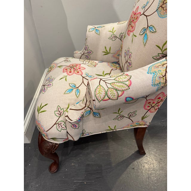 Accent Chair Vintage French With Designer Embroidered Fabric For Sale - Image 9 of 10