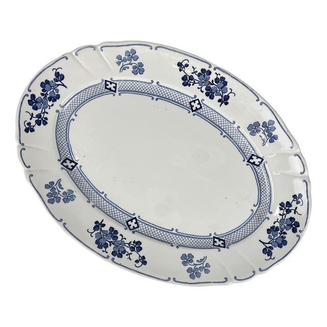 Large Oval Terre de Fer Jane Model Platter from KG Lunéville, 1900s For Sale