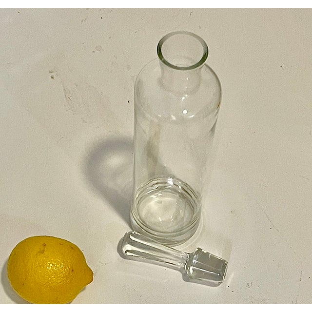 Pair Mid 20th Century Minimalist Clear Glass Decanters With Stoppers For Sale - Image 10 of 15