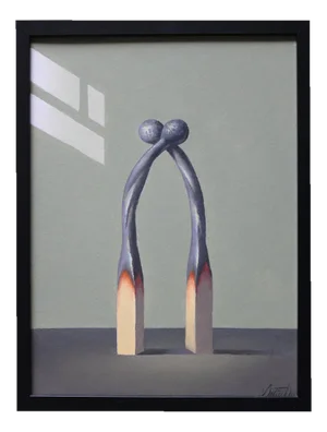 Juris Dimiters, Meeting, 2022, Oil on Cardboard