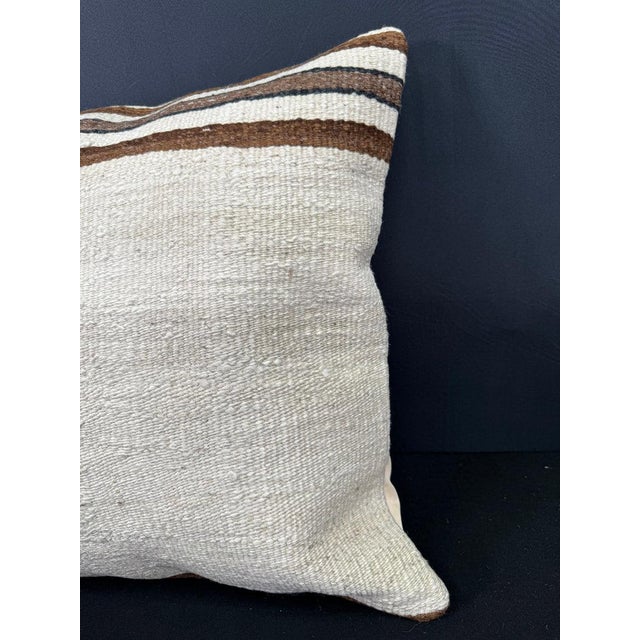 Contemporary Turkish Hemp Pillow Cushion Natural Beige Brown Cushion Cover 20"x20" For Sale - Image 3 of 4