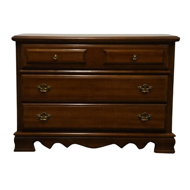 Bassett Furniture Solid Hard Rock Maple Colonial Early American 44" Low Chest 5017-208 For Sale - Image 9 of 12