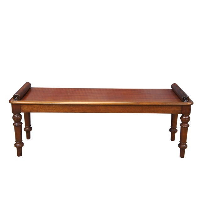 English Late 20th Century English William IV Regency Style Mahogany Window Seat Foyer Hall Piano Bench For Sale - Image 3 of 12