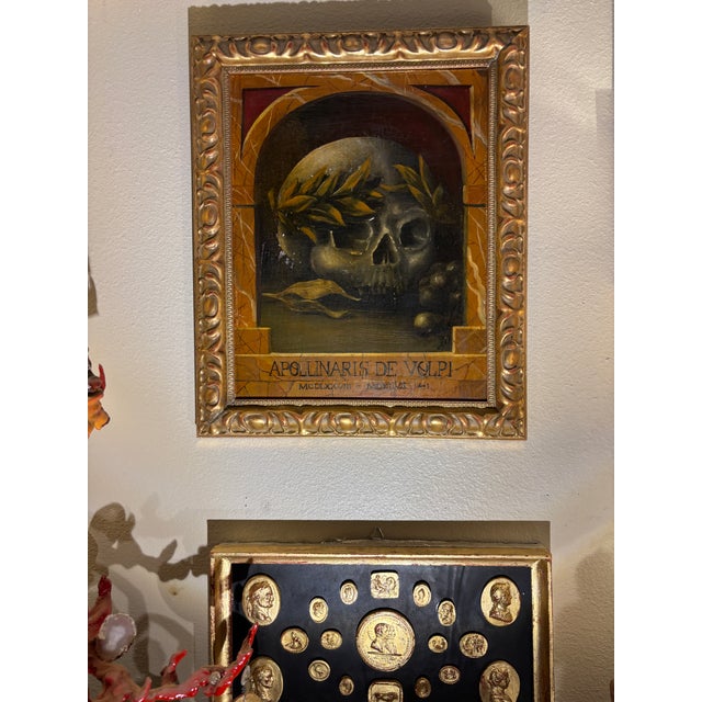 Baroque Style Oil on Canvas Memento Mori Profile Painting in Giltwood Frame For Sale - Image 12 of 13