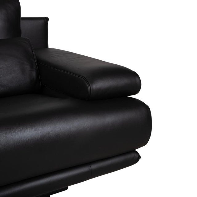 Two-Seater Leather 6500 Sofa in Black with Manual Function from Rolf Benz For Sale - Image 5 of 16