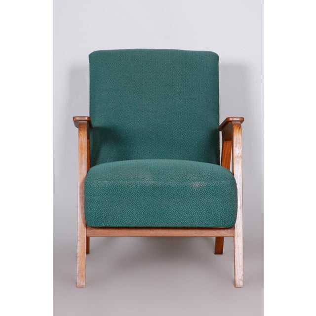 Brown Art Deco Armchair in Beech, 1940s For Sale - Image 8 of 9