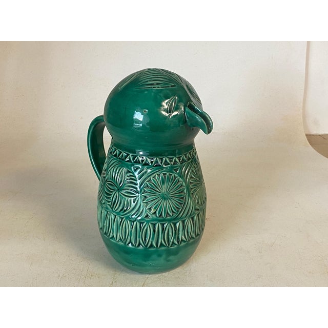 English Majolica Green Bird Jug, 1960 For Sale - Image 12 of 14