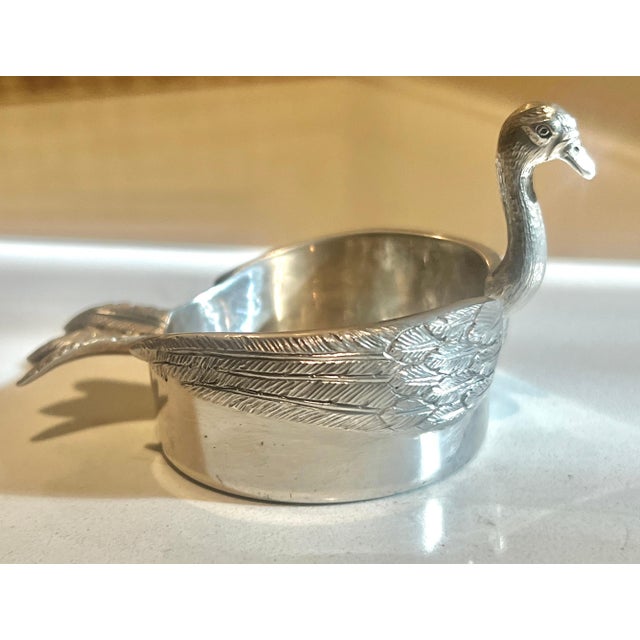 Modern A Portuguese Mergulhao Hand Chased Silver Swan Ash Tray Salt Cellar Catch All For Sale - Image 3 of 9