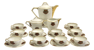 Vintage Art Deco Porcelain Tea/Coffee Set from Victoria Porelite, Czechoslovakia, Set of 23