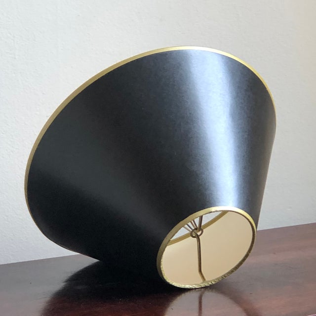 Vintage Late 20th Century Black & Gold Paper Empire Lamp Shade For Sale - Image 4 of 11