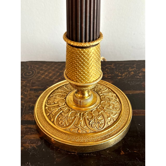Metal Early 19th Century Single Empire Gilt Bronze Period Candlestick as Lamp For Sale - Image 7 of 18