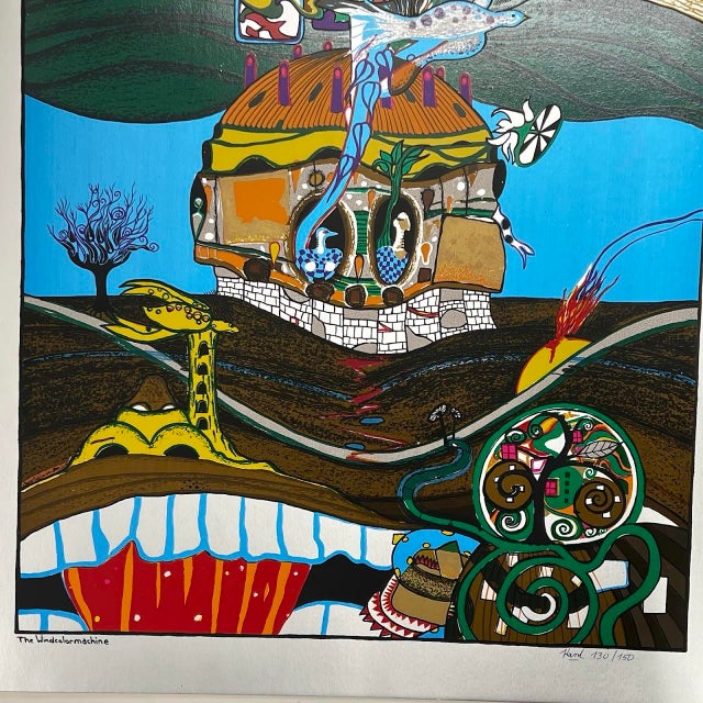 Abstract 1972 Helmut Kand "The Windcolor Machine" Signed Abstract Foil Serigraph For Sale - Image 3 of 8