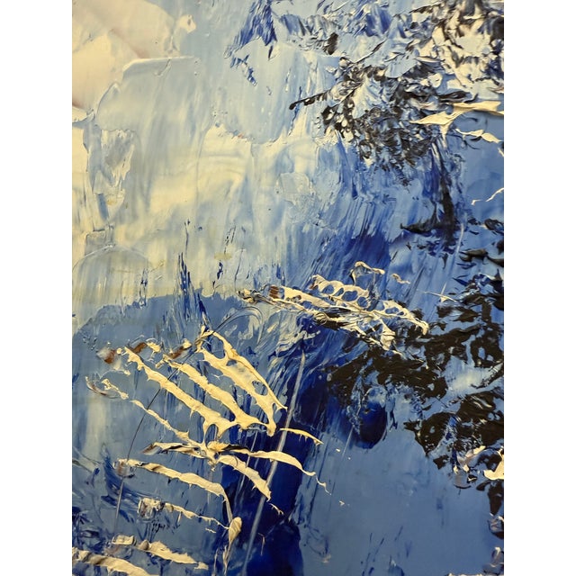 Textile Vintage Large MC Oil on Canvas Winter Landscape For Sale - Image 7 of 11