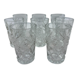 Mid 20th Century Anchor Hocking Prescut Juice Glasses - Set of 8