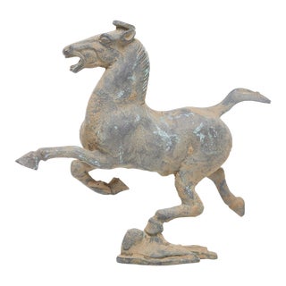 Lawrence & Scott Verdigris Bronze Galloping Horse on Flying Swallow Sculpture For Sale