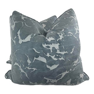 Fortuny "Marmo" in Storm/Blue/Gray 22" Pillows-A Pair For Sale