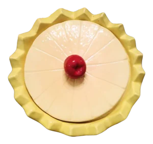 Vintage 1977 Mid Century Modern Ceramic Large Grapefruit Covered Bowl With Cherry