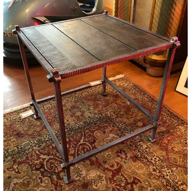 Modern Wood and Steel Side Tables a Pair Chairish