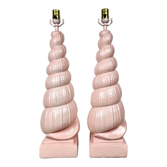 Vintage Plaster Shell Lamps- A Pair For Sale