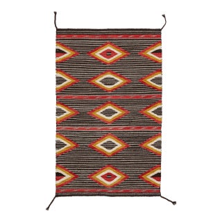 Modern Navajo Inspired Wool Accent Rug in Crimson, Gold, and Charcoal 3x5 For Sale