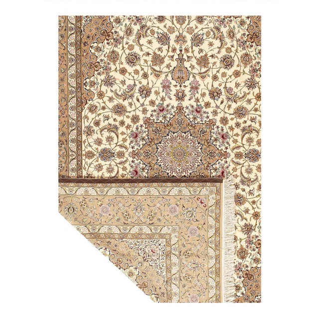 Traditional Super Fine Hand Knotted Persian Silk & Wool Isfahan Rug 8'3"x 11'9" For Sale - Image 3 of 16