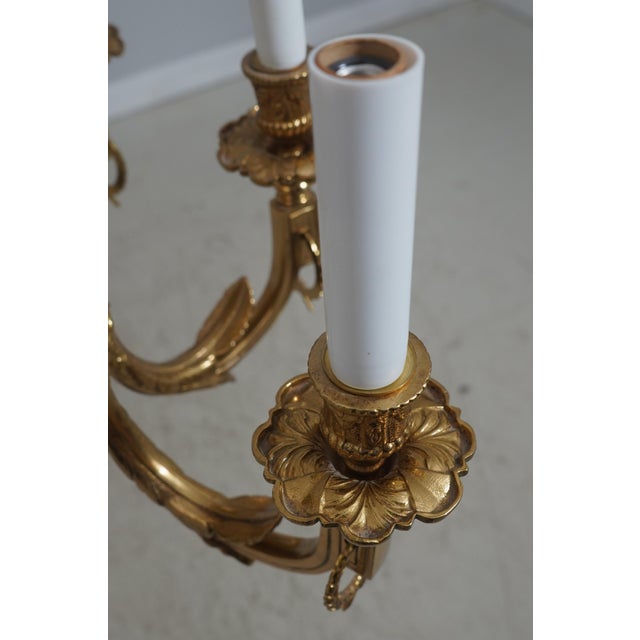 French Empire Style Solid Brass 8 Arm Chandelier For Sale - Image 9 of 14