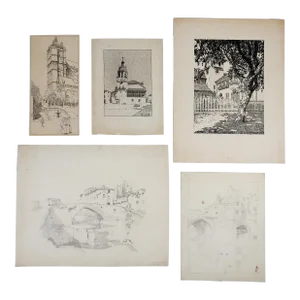 Collection of Late 19th Century Architectural Drawing - Set of 5